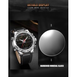 NAVIFORCE - relógio esportivo moderno - quartzo - analógico - pulseira de couro - à prova d'água