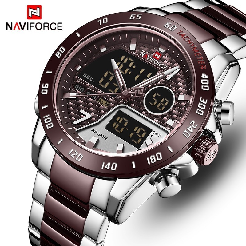 NAVIFORCE - relógio de quartzo de luxo - aço inoxidável - à prova d'água
