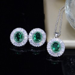 Conjunto de joias da moda - brincos - colar - com zircônias cúbicas redondas