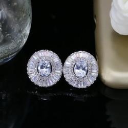 Conjunto de joias da moda - brincos - colar - com zircônias cúbicas redondas