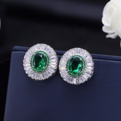 Conjunto de joias da moda - brincos - colar - com zircônias cúbicas redondas