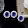 Conjunto de joias da moda - brincos - colar - com zircônias cúbicas redondas