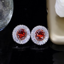 Conjunto de joias da moda - brincos - colar - com zircônias cúbicas redondas