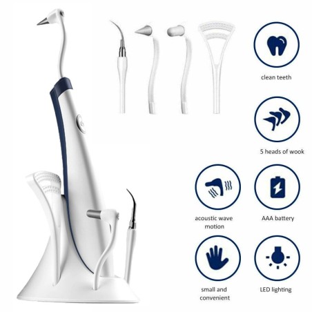 Limpador de dentes elétrico universal - raspador dental ultrassônico - removedor de manchas - clareamento - conjunto 5 em 1