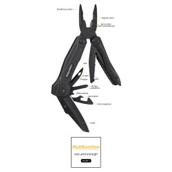 Roxon CM1349 - multiferramenta 14 em 1 - alicate dobrável - faca multiuso - ferramenta de sobrevivência