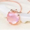 Elegante colar de ouro rosa - pingente em forma de maçã - cristais - opala rosa