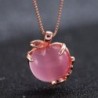 Elegante colar de ouro rosa - pingente em forma de maçã - cristais - opala rosa