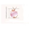 Elegante colar de ouro rosa - pingente em forma de maçã - cristais - opala rosa