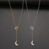 Colar de aço inoxidável moderno - lua e estrela