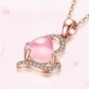 Elegante colar de ouro rosa - pingente em forma de coração - cristais - opala rosa