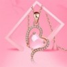 Elegante colar de ouro rosa - pingente em forma de coração - cristais - opala rosa