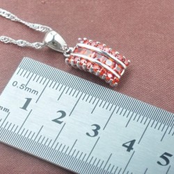 Conjunto de joias elegantes - com zircônias vermelhas - colar - brincos - anel