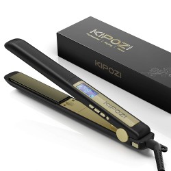 Alisador de cabelo profissional 2 em 1 - modelador - titânio - display digital LCD