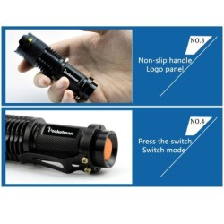 Lanterna tática poderosa - LED - 3 modos - com zoom - 1 - 6 peças