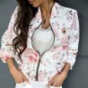 Jaqueta de beisebol da moda - blusão curto - com zíper - estampa floral