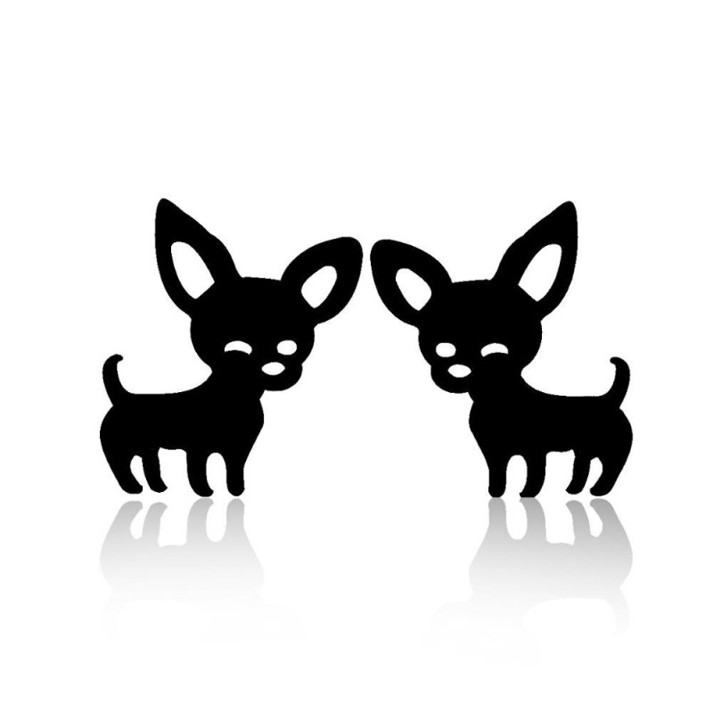 Brincos pequenos - em forma de cachorro - aço inoxidável