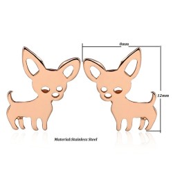 Brincos pequenos - em forma de cachorro - aço inoxidável