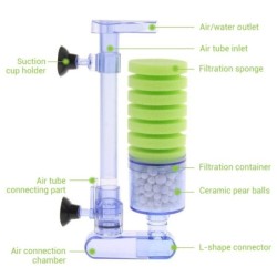 Bomba de ar para aquário - filtro bioquímico - esponja de espuma dupla - ultra silenciosa