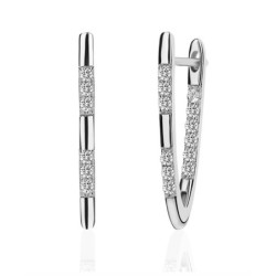 Brincos elegantes em forma de V - com zircônias cúbicas