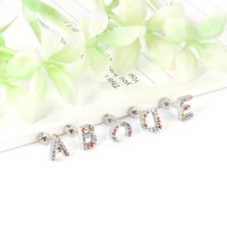 Elegant small stud earrings - with colorful rhinestones - alphabet lettersEarrings