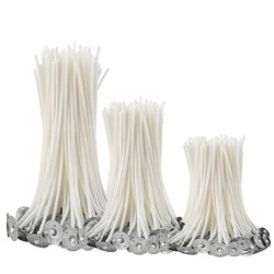 Pavios de velas de algodão - pré-encerados - para fabricação de velas - 100 peças