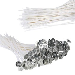 Pavios de velas de algodão - pré-encerados - para fabricação de velas - 100 peças