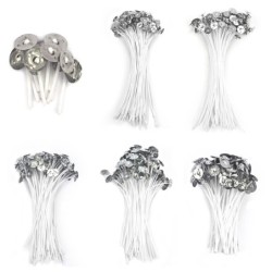 Pavios de velas de algodão - pré-encerados - para fabricação de velas - 100 peças