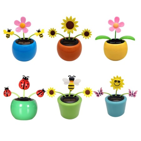 Brinquedo movido a energia solar - flor dançante / abelha / joaninha