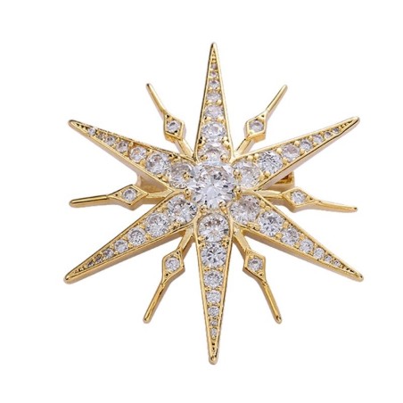 Luxuoso broche em forma de estrela - zircônia cúbica