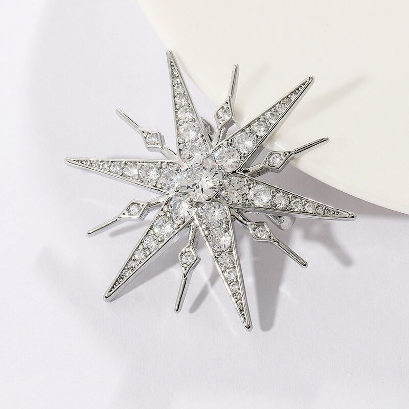 Luxurious star shaped brooch - cubic zirconiaBrooches