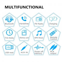 Bluetooth car radio - din 1 - MP3 - AUX - USB - FM - 12VDin 1