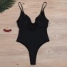 Fato de banho sexy - canelado - decote profundo - com push up