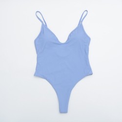 Fato de banho sexy - canelado - decote profundo - com push up