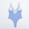 Fato de banho sexy - canelado - decote profundo - com push up