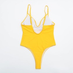 Fato de banho sexy - canelado - decote profundo - com push up