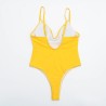Fato de banho sexy - canelado - decote profundo - com push up