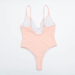 Fato de banho sexy - canelado - decote profundo - com push up