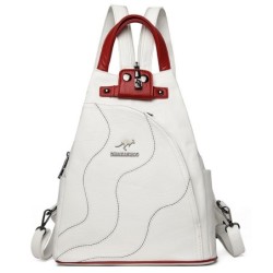 Mochila pequena multifuncional - design patchwork - couro
