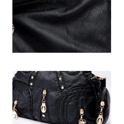 Bolsa de ombro pequena vintage - rebites - cores contrastantes - couro