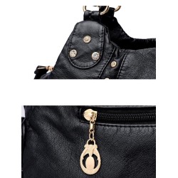 Bolsa de ombro pequena vintage - rebites - cores contrastantes - couro