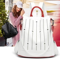 Mochila da moda - anti-roubo - couro - estrelas de rebites - grande capacidade