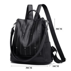 Mochila da moda - anti-roubo - couro - estrelas de rebites - grande capacidade