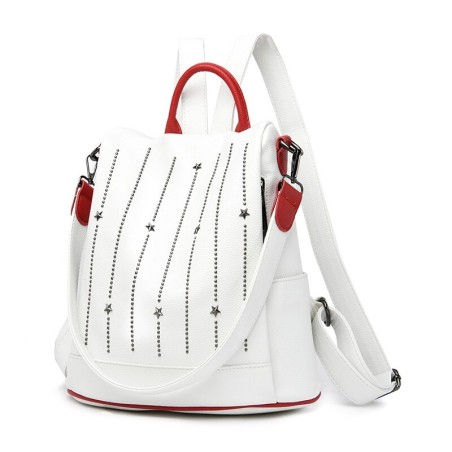 Mochila da moda - anti-roubo - couro - estrelas de rebites - grande capacidade