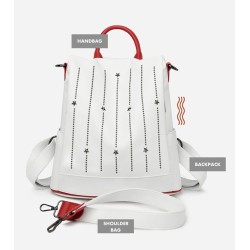 Mochila da moda - anti-roubo - couro - estrelas de rebites - grande capacidade