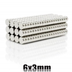 N35 - ímã de neodímio - disco redondo - 6mm * 3mm - 100 peças
