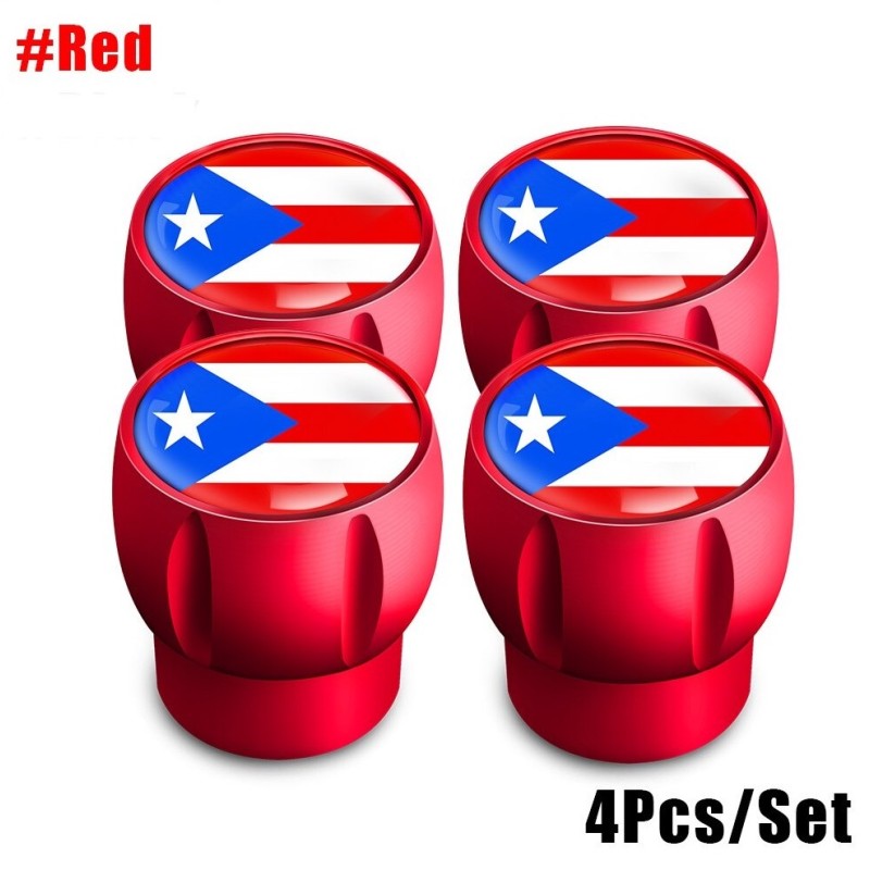 Bandeira de Porto Rico - tampas de válvula de pneu - universal - alumínio - 4 peças