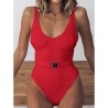 Fato de banho sexy com nervuras - monokini brasileiro - com cinto