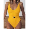 Fato de banho sexy com nervuras - monokini brasileiro - com cinto