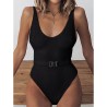 Fato de banho sexy com nervuras - monokini brasileiro - com cinto