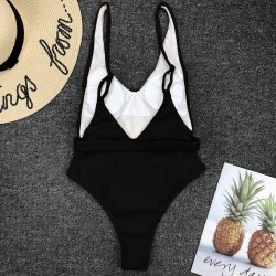 Fato de banho sexy com nervuras - monokini brasileiro - com cinto